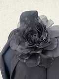 Black rose corsage oversized Extra large flower brooch pin silk flower