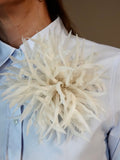 Silk Chrysanthemum Brooch: Cream White Flower Pin silk flower