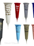 Personalised Spike Memorial Flower Flute Vase Grave Tribute Pot Any Text, Name, Words, Message or Verse sympathy flower