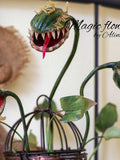 Carnivorous plant with teeth - artificial plant out of cold porcelain. Spooky magic gift or home decor faux plants