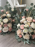 Set of 2 Aisle Flowers Blush Floor Arch Arrangement Wedding Aisle Marker Arbor Arrangements White Flowers Eucalyptus Wedding White Green wedding flower
