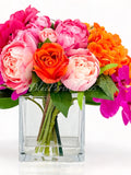 Faux Peony, Rose & Hydrangea Arrangement: Silk Floral Centerpiece silk flower