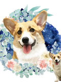 Hand Drawn Custom Pet Drawing, Watercolor Pet Portrait with Flower, Digital Painting for Cat & Dog Lovers or Pet Parents, Pet Sympathy Gift sympathy flower