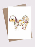 Shih Tzu Card, Pressed Flower Art, Dog Sympathy Card sympathy flower
