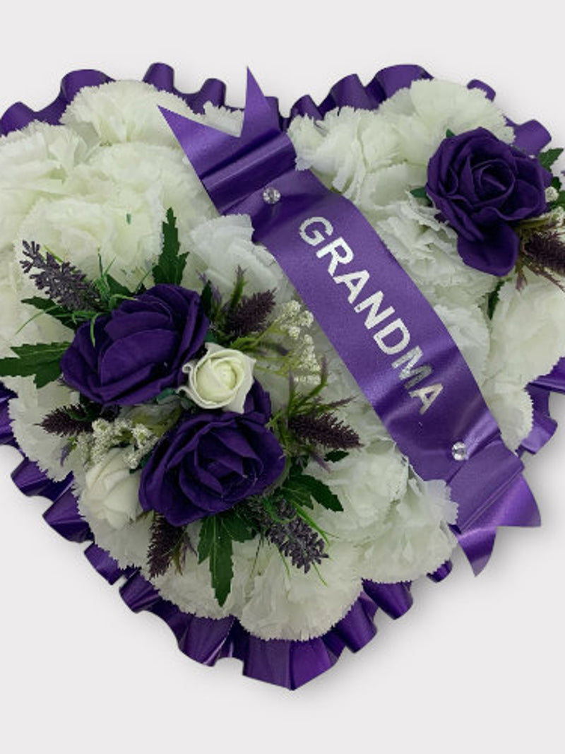 Artificial Flowers Heart Wreath Funeral Tribute Memorial Scottish thistle , dad , husband  , brother sympathy flower