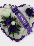 Artificial Flowers Heart Wreath Funeral Tribute Memorial Scottish thistle , dad , husband  , brother sympathy flower
