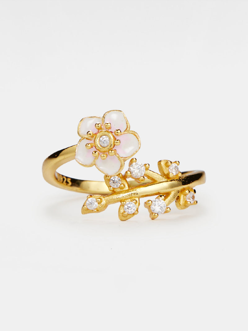 PERIMADE Sakura Flower Fidget Spinner Ring ¥ Pink Cherry Blossom Leaf Spinning Ring ¥ Sterling Silver Friendship Jewelry ¥ Best Friend Gift ANNIVERSARY