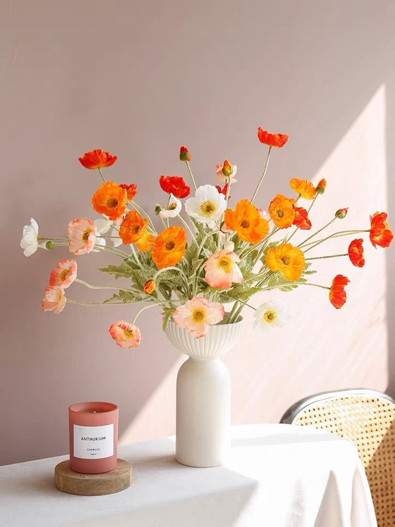 4 Head Faux Poppy Flowers,23.5ÕÕ Silk Flower Poppy, DIY Florals. Wedding/Home/Kitchen Decoration/Gifts wedding flower