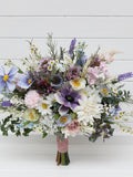 Spring summer wedding Lilac ivory blush pink bridal bouquet Faux blooms Wildflowers bouquet Chamomile bouquet Poppies lavender bouquet Bouquet