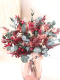 Bouquet GRENADE preserved hydrangea and eucalyptus for home decoration or bridal bouquet, magenta and misty pink boho wedding arrangement Bouquet