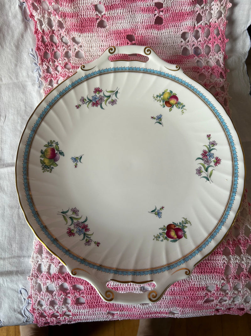 Spode Trapnell handled serving plate Floral England flower spore