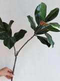 44" Huge Natural Touch Faux Magnolia Leaf Branches- Green, High Quality Artificial Plant, Office/Wedding/Home Decoration/Gifts faux plants