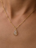Delicate Queen Anne's Lace Necklace - Golden Stainless Steel - Feminine Botanical Jewelry - Preserved Flower Pendant ANNIVERSARY