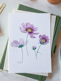 Cosmo Greeting Card | Mother's Day Card | Pink Cosmo Illustration Card | Any Occasion Card | Watercolour Floral Stationery | Wildflower Card flower spore