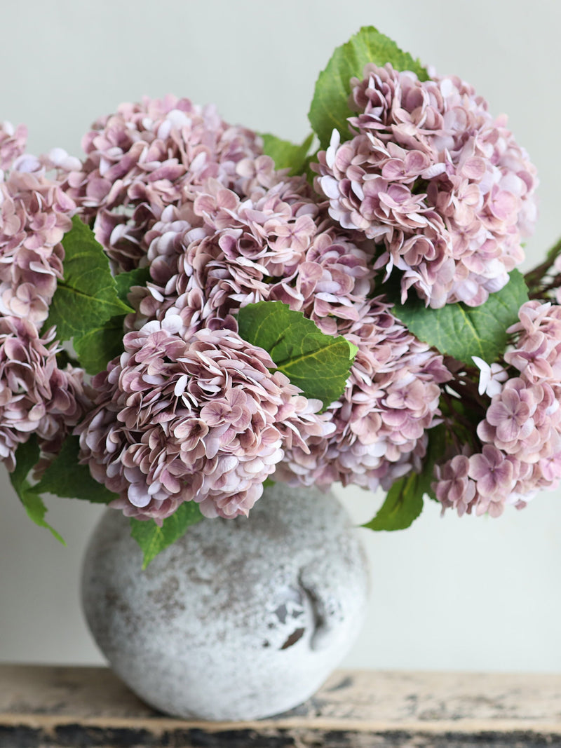 20" Luxry Realistic Smoky Mauve Hydrangea Artificial Flowers, Faux Real Touch Hydrangea, DIY Floral, Wedding/Home/Kitchen Decorations |Gifts FLOWER DELIVERY