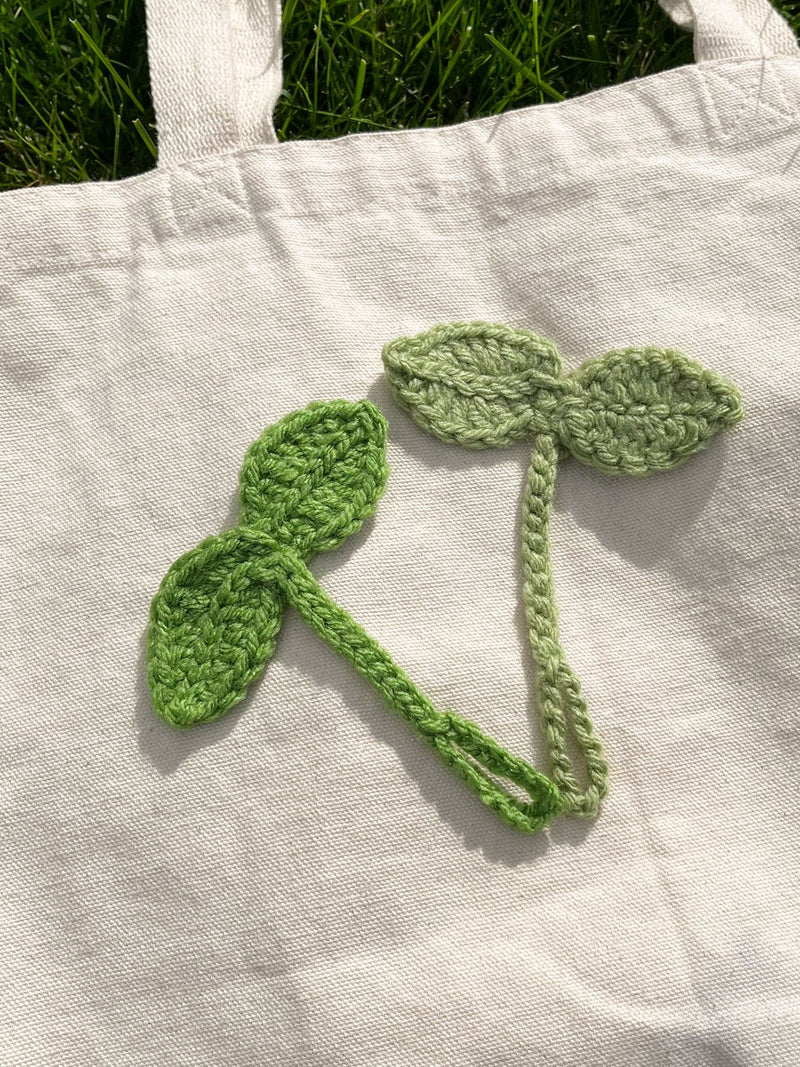 Sprout Tie: Crochet Cable Organizer, Bookmark, Keychain flower spore