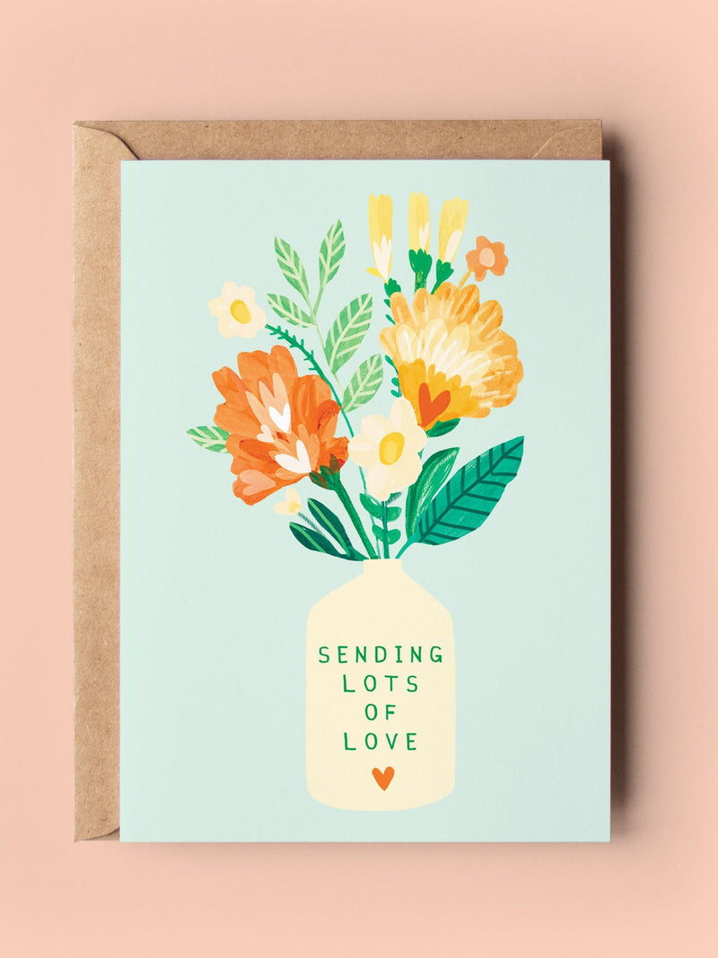 Sending Love Flowers Card | With Sympathy Flowers Sorry Get Well Soon Wishes Thinking of You sympathy flower