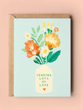 Sending Love Flowers Card | With Sympathy Flowers Sorry Get Well Soon Wishes Thinking of You sympathy flower
