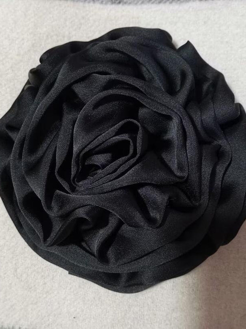 Larger Handmade Silk Flower Fabric Flower  (5 inches) In Black  MY-1008-05 Ready To Ship silk flower