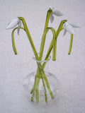 Handmade Glass Snowdrop Flowers, Decorative Grass and fluted Vase Set house warming flower