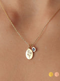 Minimalist Birth Flower Necklace with Birthstone Charm (Sterling Silver) wedding flower