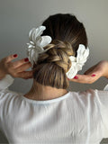 Pearl White Clay Flower Hair Comb, Bridal Wedding Hair Accessory wedding flower