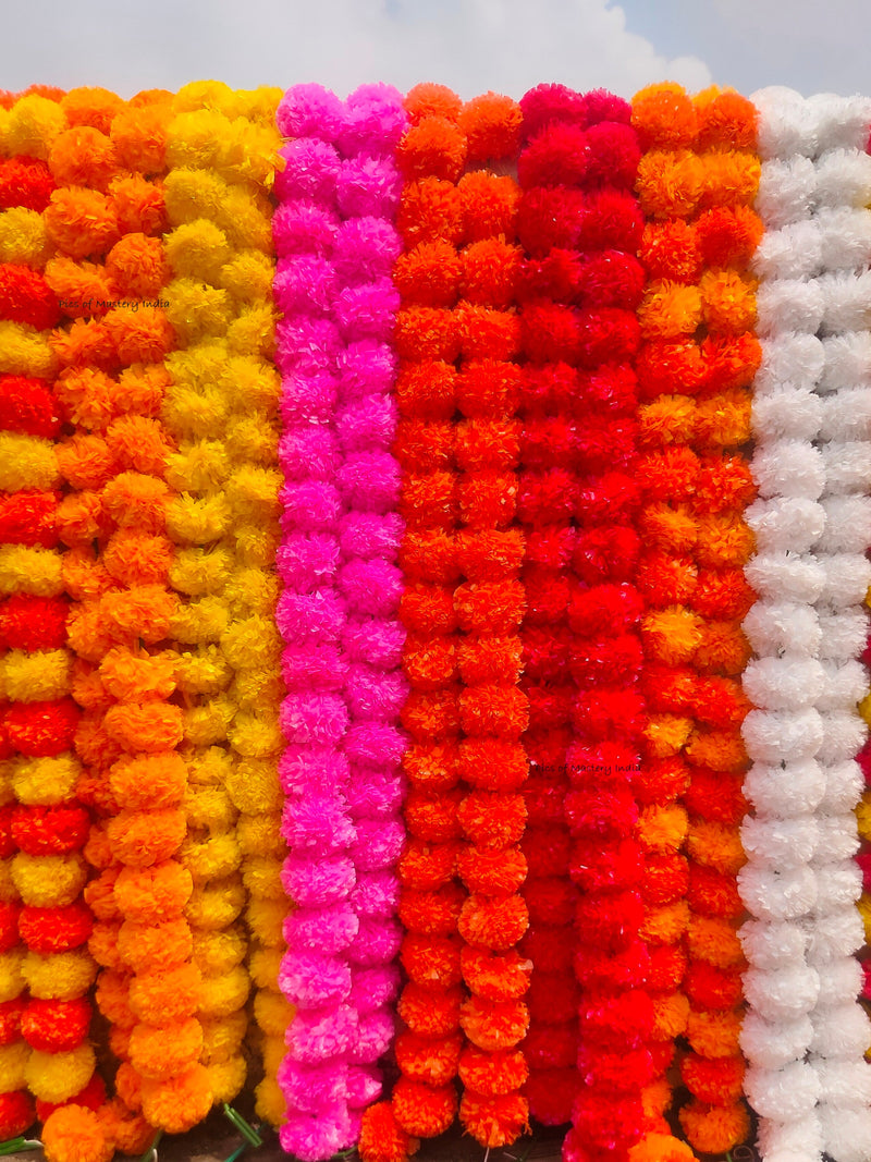 SALE ON Indian Marigold Flower Artificial Decorative Deewali Marigold Flower Garland Strings for Christmas Wedding Party Decoration ANNIVERSARY