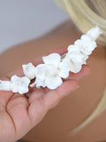 Porcelain White Flower Blossom Bridal French Hair Clip , Bridal Hair Accessories, Bridesmaid Gift, Wedding Hair Accessory, Large Hair Clip wedding flower