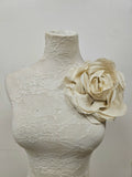 Beautiful off white flower/rose, flower pin, bridal rose, flower, fabric rose, corsage, bridal corsage, corsages, extreme corsage, flowers silk flower