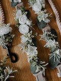 White & Green Floral Dog Collar, Wedding Flower Collar wedding flower
