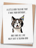 A Little Bird Told Me Birthday Card Ð Funny Cat Greeting Card Ð Weird Animal Joke for Friend, Coworker, or Sibling Ð Best Seller Humor birthday flower