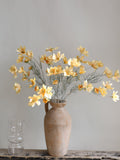 23.5" Fake Cosmos WildFlowers Branch in Soft Yellow & Champagne, Spring Summer Plant,  DIY Floral | Wedding/Home Decoration Gift/Centerpiece silk flower