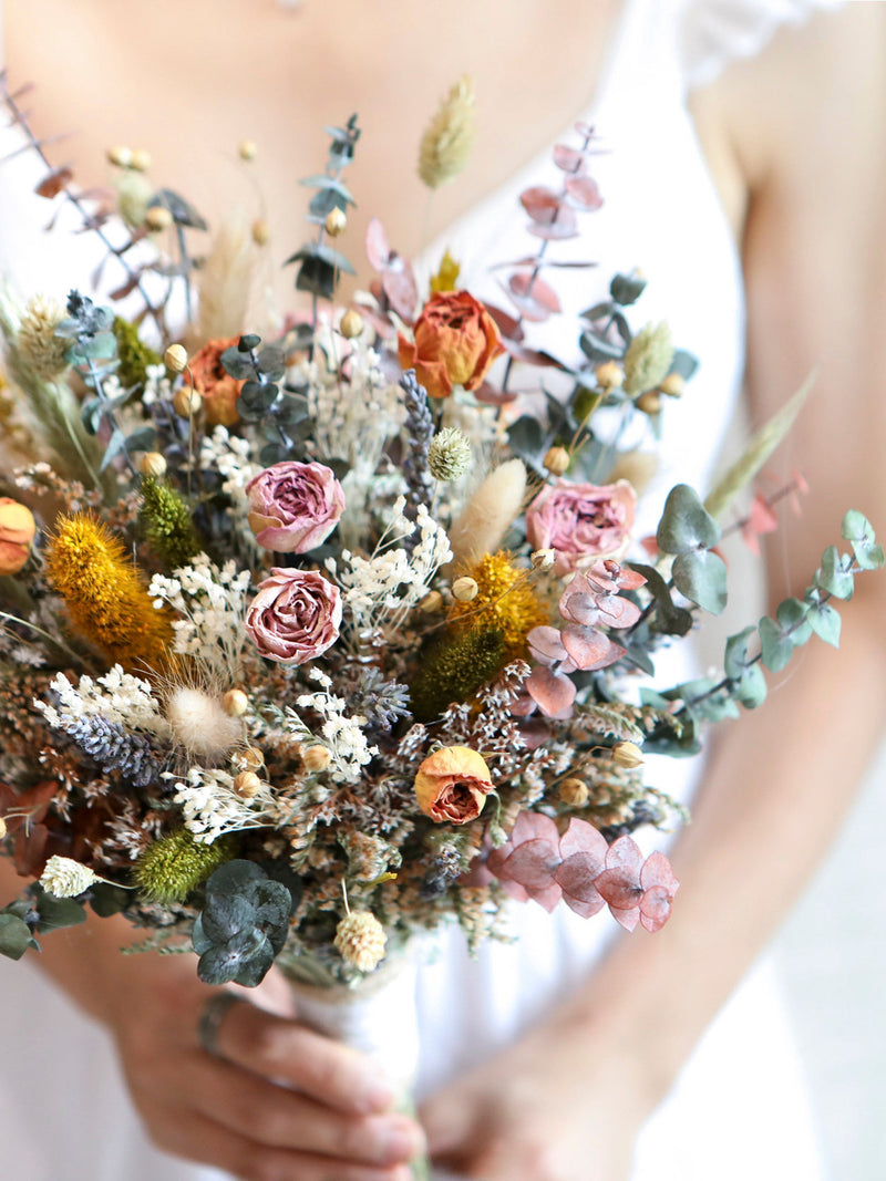 Terracotta Dried Flower Bouquet - Earth Tone Boho Bridal Bouquet Bouquet