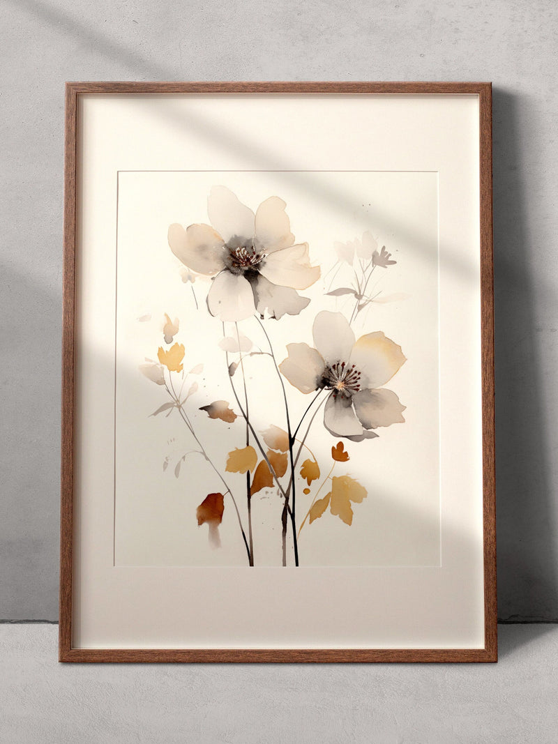 Minimalist Aquarell Flower Print, Digital Download, Printable Wall Art, Naturalist Boho Canvas Wall Art Printable, Trendy House Warming Gift house warming flower