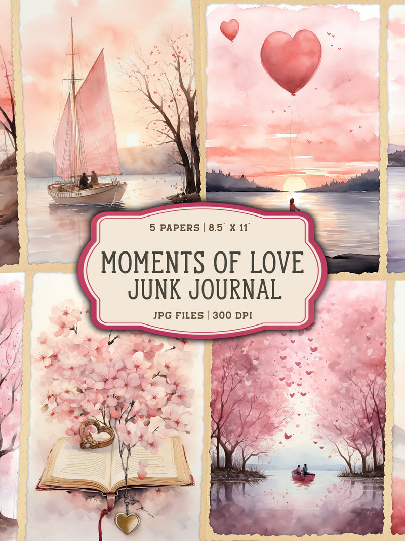 Watercolor Valentine Junk Journal, Digital Junk Journal Valentine, Valentines Day Junk Journal, Love Junk Journal Kit Love Romance Flower