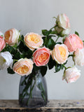 Real Touch Cabbage Rose Stem, Champagne, Pink, Artificial Flower faux plants