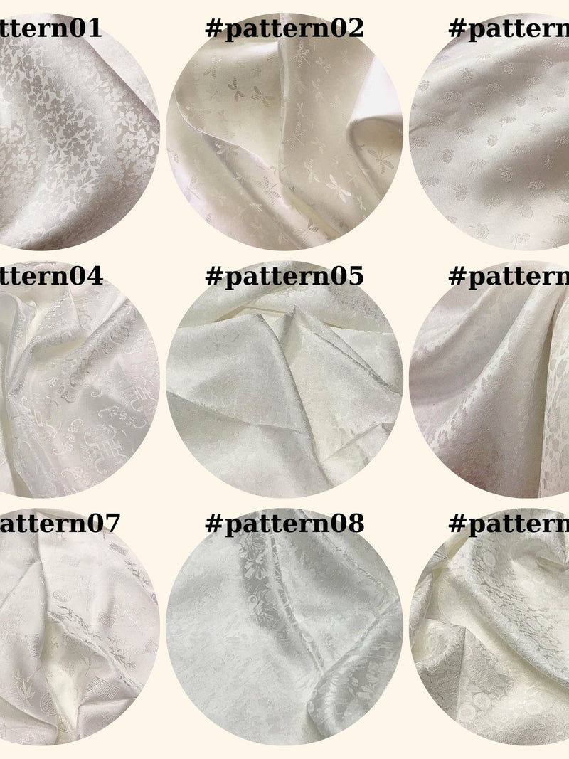 PURE MULBERRY SILK fabric by the yard - White silk with floral pattern - Handmade silk fabric - Natural fiber - Dress making - Gift for her silk flower