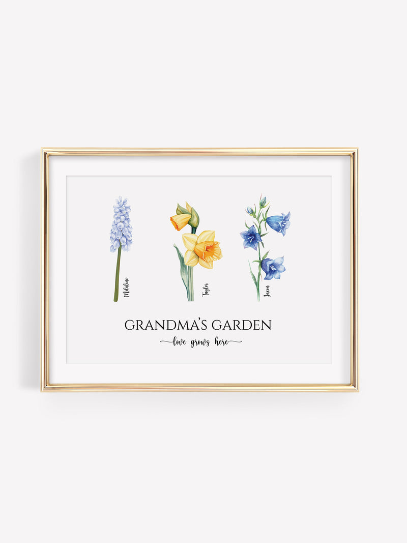 Birth Flower Personalized Gift, Personalized Garden Print, Christmas Gift, Personalized Gift For Her, Gifts For Her, Grandma Gift birthday flower