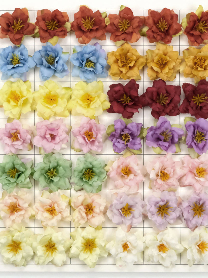 1-500p 2" Artificial Silk Flower Head Bulk Simulation Fake Rose DIY Flower Head Craft Accessories Corsage Wreath Bouquet 13Colors Faux Rose silk flower