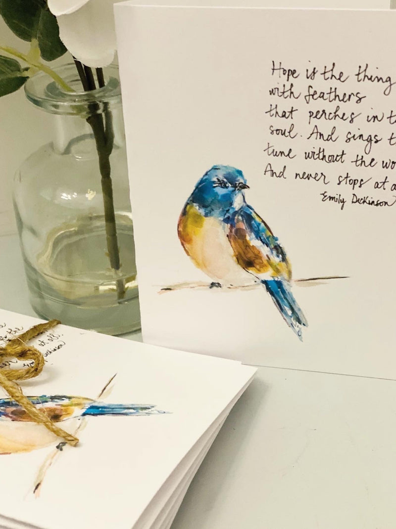 Inspirational Poem Hope Is The Thing Without Feathers Cards, Emily Dickinson Sympathy Cards, Bird Perches In The Soul Greeting Card Bundle sympathy flower