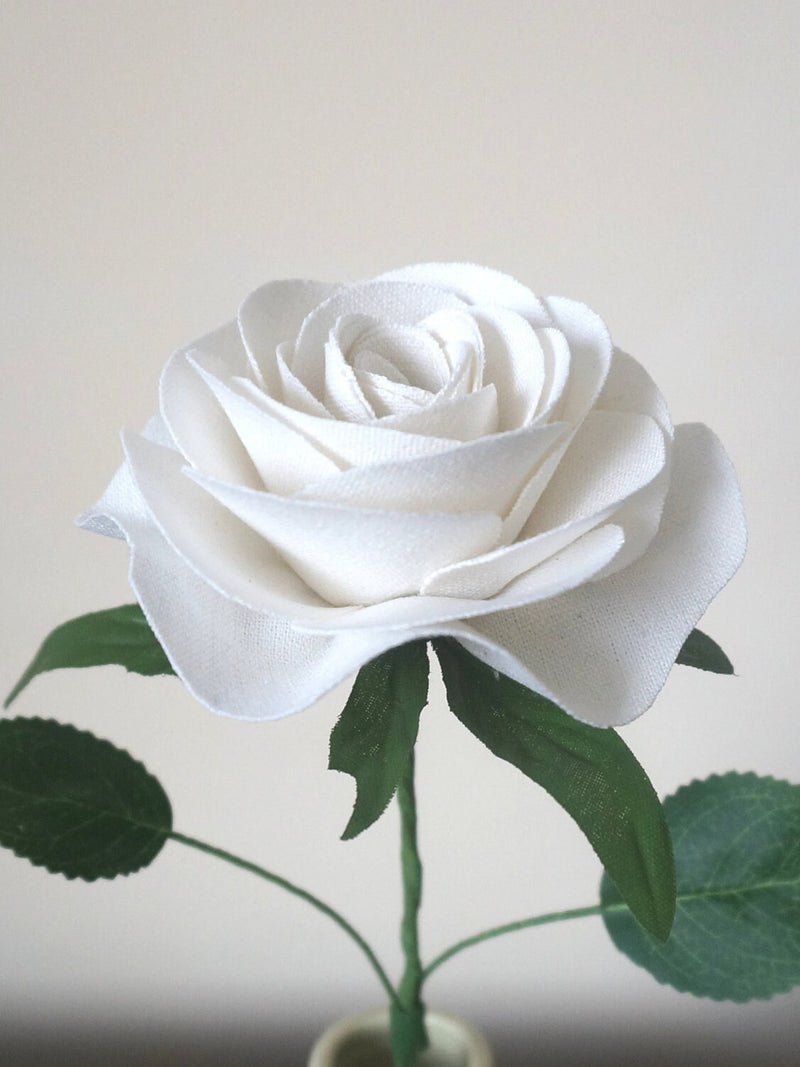 4th Anniversary Gift, Linen Anniversary Gift, 12th Anniversary Gift, Gift for Wife, Husband, Linen Rose, White Linen Rose ANNIVERSARY
