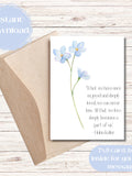 Forget Me Not Printable Sympathy Card with Helen Keller Quotation, Helen Keller Sympathy Card, Printable Sympathy Card with Floral sympathy flower