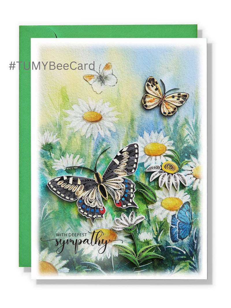 Daisy Garden Sympathy Card, Sympathy Greeting Card with Envelop, Daisy Quilling Card,Handmade With Deepest Sympathy Card Loss of Loved One sympathy flower