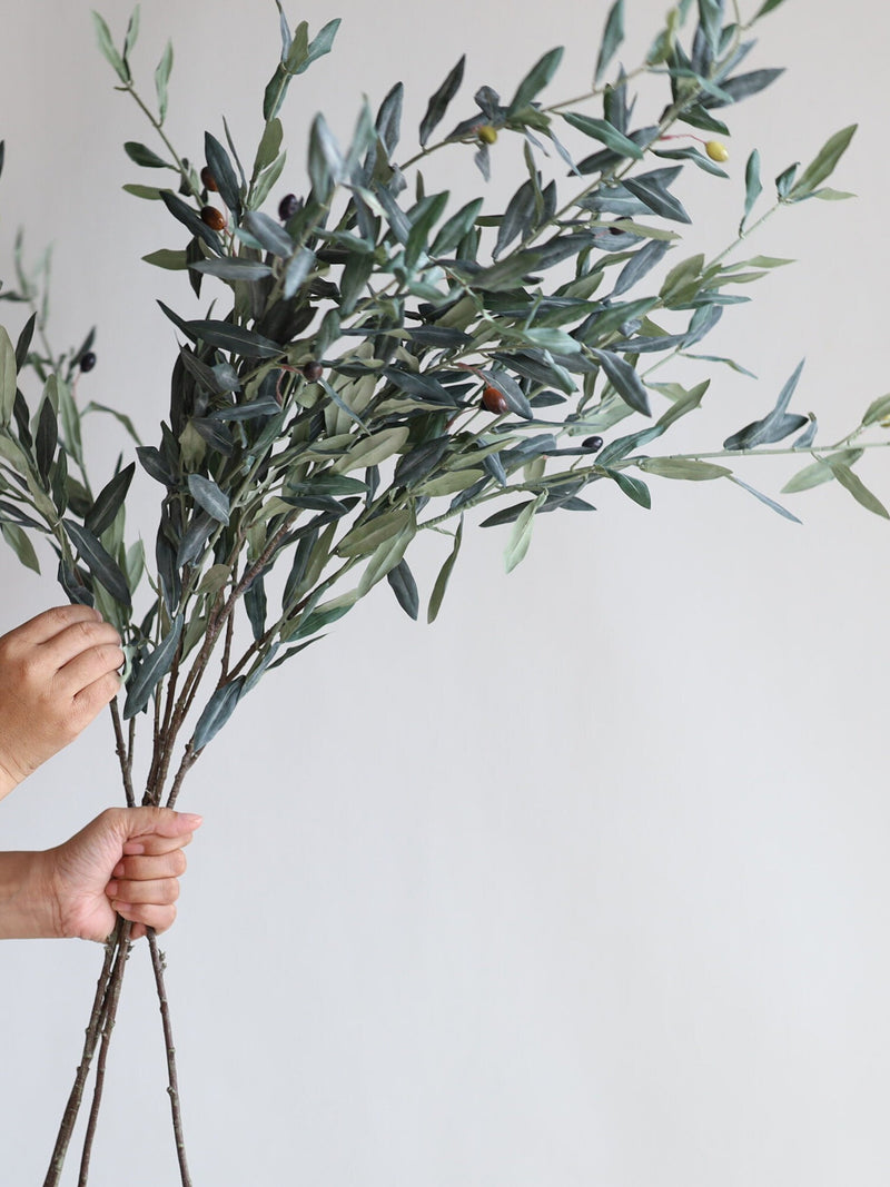 40.5" Artificial Gray-green Olive Leaf Branch, Artificial Wedding Greenery, Fake Plant, Home/Kitchen Decoration, DIY Florals Centerpieces, faux plants