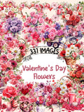 Valentine's Day Flowers Watercolor Clipart: 331 PNG Floral Images (Digital Download) Love Romance Flower
