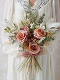 Blush Rose Bouquet,Pink Rose Bouquet,Forever Bridal bouquet Dried Arrangement,Boho Bouquet Wedding,Artificial Flower Bouquet,Bridal Bouquet Bouquet