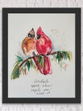 Cardinals Appear When An Angel Is Near Watercolour Print, Angel Cardinal Loss Art, Cardinal Sympathy Gift, Watercolor Cardinals sympathy flower