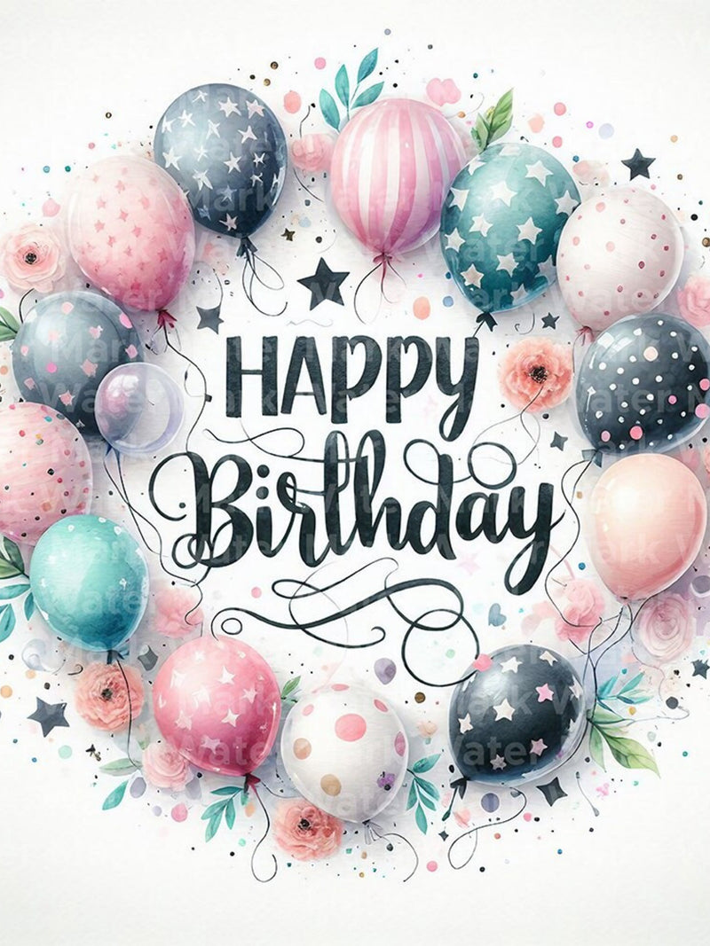 Watercolor Birthday Clipart: Balloons & Flowers (Digital Download) birthday flower