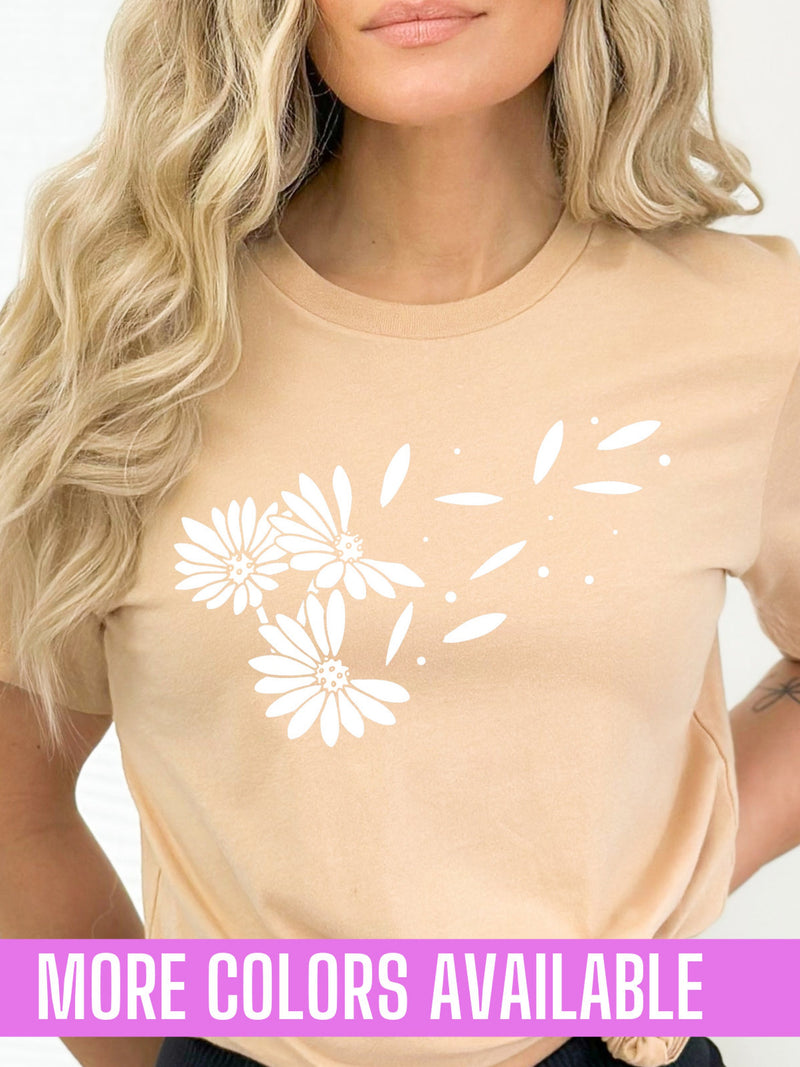 Wildflower T-Shirt: Blowing Petals Graphic Tee, Gardener Gift flower spore