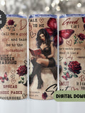 Dark Romance Book Reader 20 oz Tumbler Wrap PNG, Smut Slut, Reading, Books, Book Lovers, Fantasy, Adult, Rose, Straight Tapered, PNG - S120 Love Romance Flower